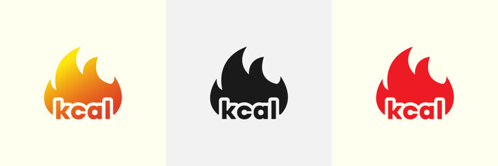 kcal icon - kilocalorie symbolic emblem for food products cover designation - fat burning visual - isolated vector element