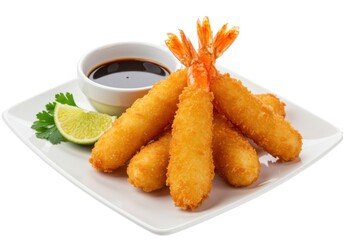 Golden fried shrimp tempura served with dipping sauce