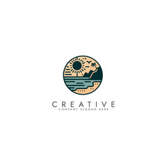 Holiday vacation beach stamp logo illustration design, Beach Logo  