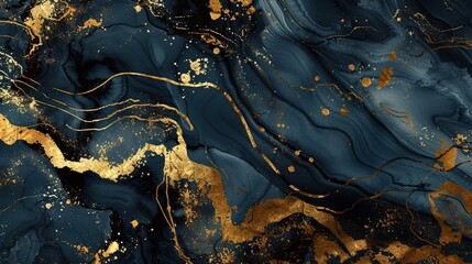 Luxurious Marble Texture with Golden Veins: The Ultimate Presentation of Luxury! The picture focuses on the delicate texture of marble. Against a warm base color, golden veins wind through, like flowi
