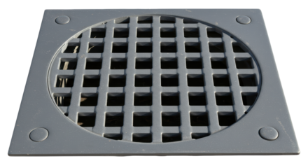 Isolated Metal Square Street Drain on White