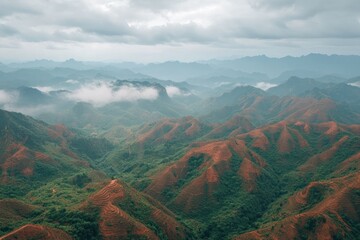 Fototapeta premium Mountain and hilly landscape in the wilderness