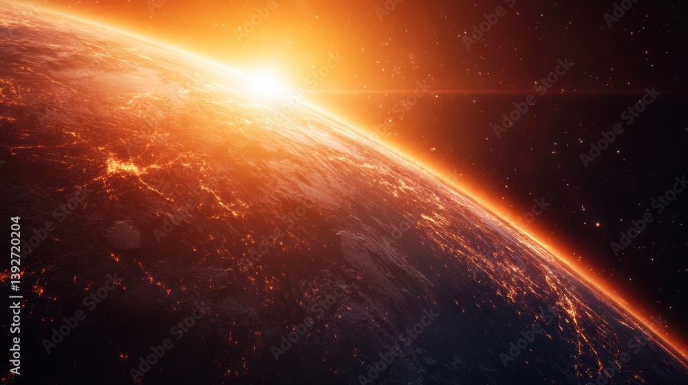 Wall mural planet earth viewed from outer space.