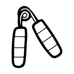 Wrist expander. Hand drawn doodle. Strengthening arm muscles. Sports. Healthy lifestyle. Fitness equipment. Power item. Vector line art illustration.