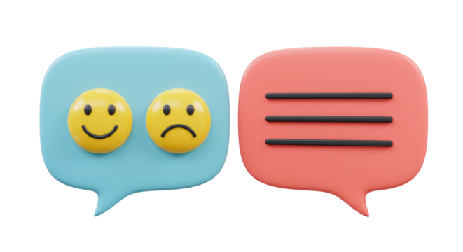 Isolated Speech Bubbles with Happy and Sad Emoji Faces