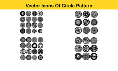 Set of round doodle hand drawn patterns and textures is isolated on white background. Trendy vector graphic elements for cover, poster, banner, label, fabric, wallpaper, wrapping.