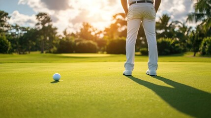 Sale man enjoys golfing on a sunny day in nongkhane businessman lifestyle outdoor leisure scenic view