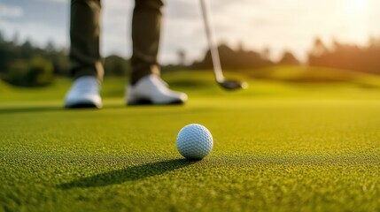 Businessman at golf course sale man enjoys sunny day action-packed scene with networking opportunities