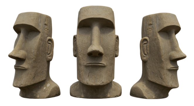 Isolated Moai Head Statues Easter Island
