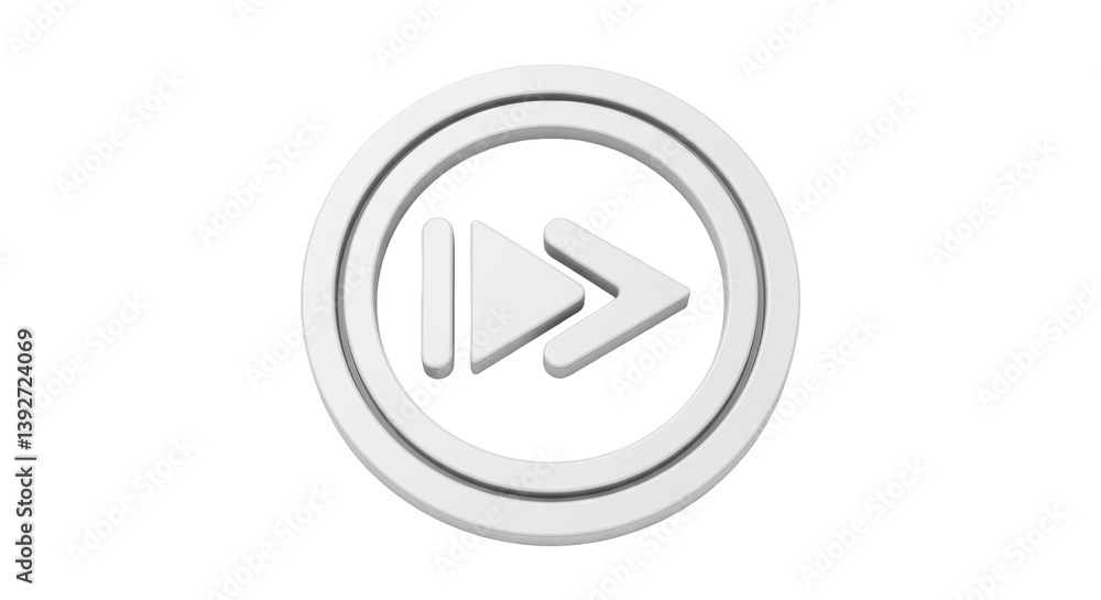Poster isolated white fast forward button with play symbol