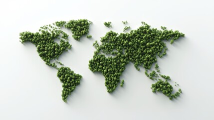 World map made of lush fresh green leaves