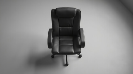Ergonomic office chair in black leather, designed for comfort and support, perfect for long working hours