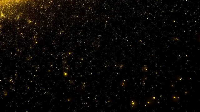 Golden Glitter in the Darkness: A captivating array of radiant, floating golden particles gracefully dance against the depth of an onyx background, casting a spell of allure.