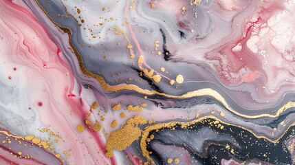 Luxurious Marble Texture with Golden Veins: The Ultimate Presentation of Luxury! The picture focuses on the delicate texture of marble. Against a warm base color, golden veins wind through, like flowi