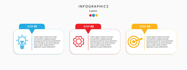 Infographic design business template with 3 steps, options Can be used for workflow diagram, info chart, web design and presentation. 