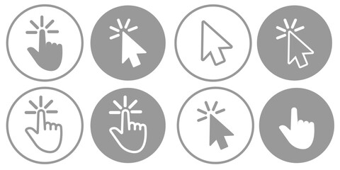 click icon set. hand cursor click icon set. hand pointer icon. pointer vector icon. finger pointer icon. Pointer cursor сomputer mouse icon. Clicking cursor,