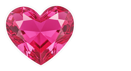 pink heart, gemstone design,Vibrant and sparkling pink heart with a romantic gemstone design, displayed on an isolated white background for a playful love symbol."