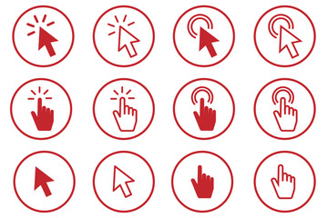 click icon set. big set of click icon. hand cursor icon, pointer arrow icon eps 10.