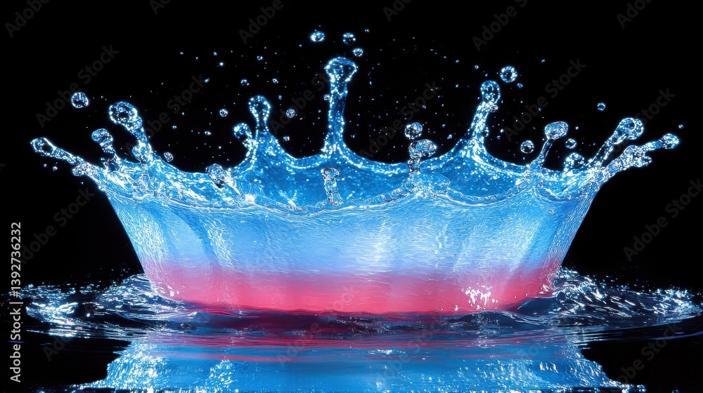 Aufkleber striking blue and red water splashing together creating a stunning visual effect against a smooth ba