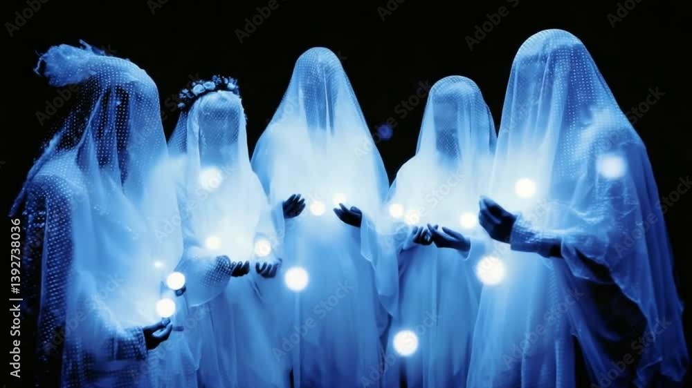 Aufkleber ghostly choir floats in ethereal harmony under dim lights generative ai