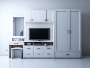 Modern 3D Cabinet Design Set for TV and Wardrobe in Minimalist Style