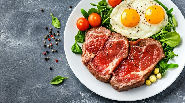 Realistic modern cuisine image with protein emphasis for lifestyle and wellness branding projects.