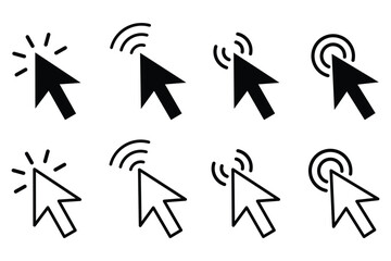 click icon set. computer mouse click icon. hand cursor icon, arrow cursor sign . vector illustration on white background eps 10.