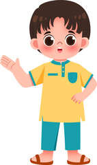 Charming Boy in Yellow Kurta, Gesturing Animatedly