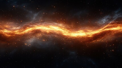 Fototapeta premium Fiery cosmic river flowing through nebula.
