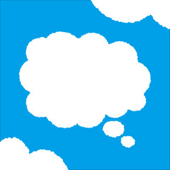 ちぎり絵のようにジワジワ滲んだラフなアウトラインの白い雲のようなフキダシ・フレームシリーズ。セリフや名札（ネーム）やワッペンに。ベクター素材