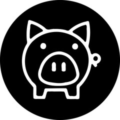 Minimalist Piggy Bank Icon on Black Background for Financial Concepts and Savings