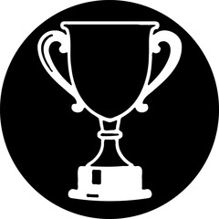 Monochrome trophy icon symbolizing victory achievement and competition spirit