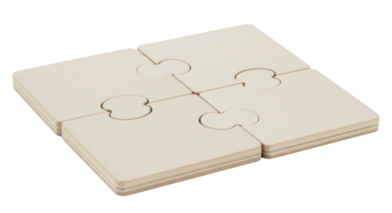 Isolated Four Piece Jigsaw Puzzle Assembled