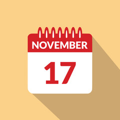November 17 Calendar icon vector illustration.