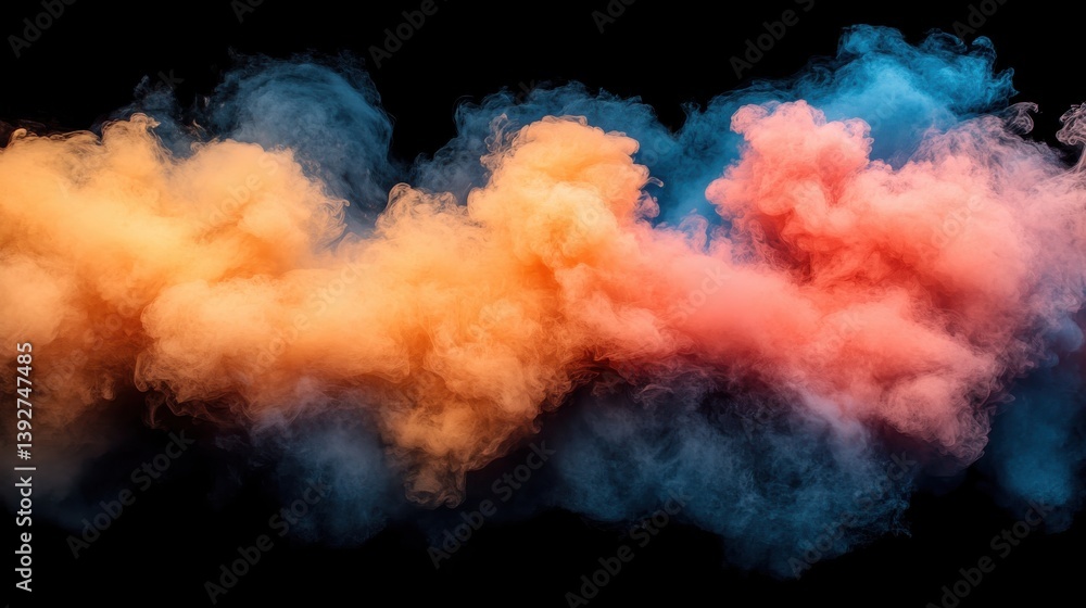 Poster a diverse array of colored smokes creating a dreamlike atmosphere with multilayered effects of color