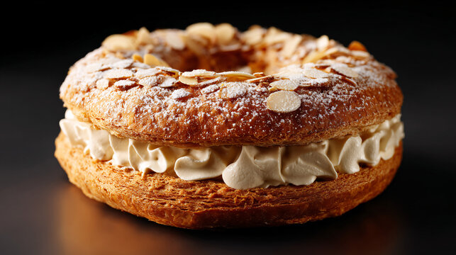 A classic Paris-Brest is a pastry filled with a smooth, hazelnut-flavored cream (praline).  