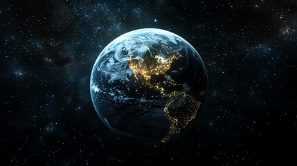 Fototapeta premium Space perspective of Earth at night