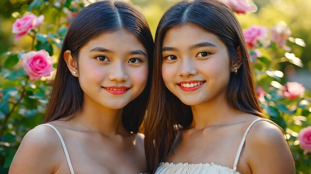 Video of two twin sisters.