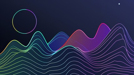 Explore Modern Corporate Aesthetics: A Feast of Gradient Geometric Line Art! The image showcases dynamic and vibrant gradient geometric lines. The smooth lines interweave in the light and shadow gradi