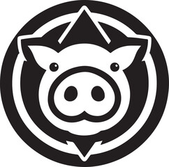 Pig Rounded Triangle Logo Vector