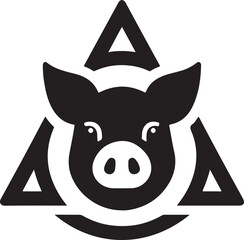 Pig Rounded Triangle Logo Vector