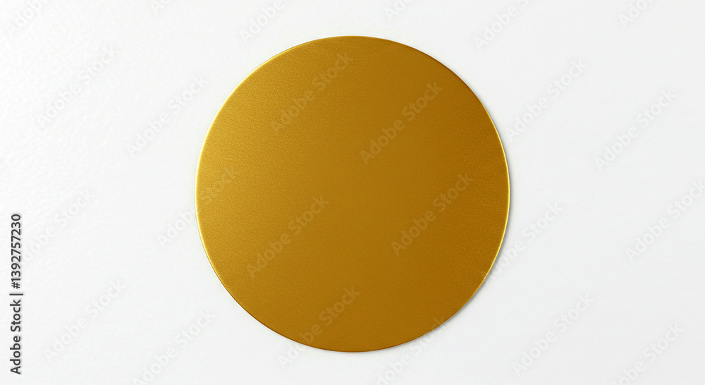 Aufkleber gold circle lying on a white background. round shape. bright yellow and gold. flat disc on bright su