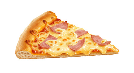 Isolated Pizza Slice with Ham