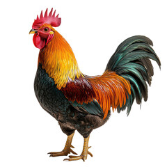 Fototapeta premium Bold rooster strutting on a isolated on transparent background