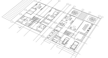 house draft floor plans facades sections
