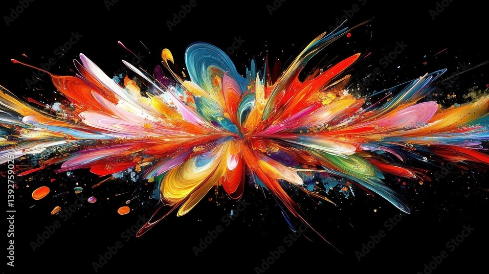 Aufkleber explosive burst of colorful paint creating a dynamic abstract composition with vivid hues and energe