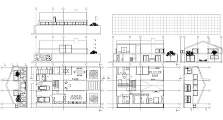 house draft floor plans facades sections