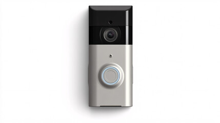 Fototapeta premium A connected doorbell featuring a camera and movement detection, designed for home safety. 