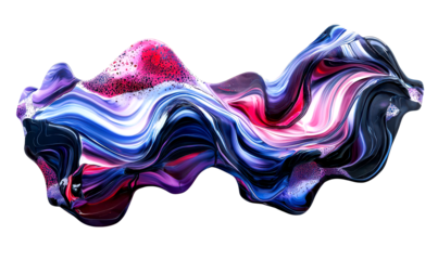 Dynamic Fluid Acrylic Wave Design with Organic Freeform Elements Isolate on Transparent Background, cutout, png
