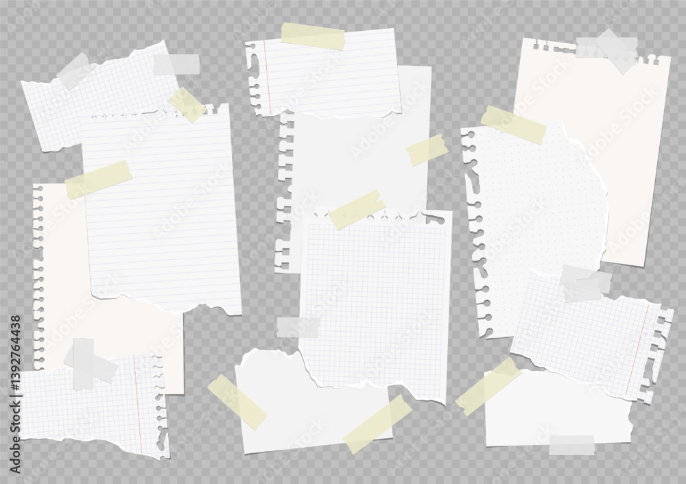 Aufkleber vector notebook sheets attached with adhesive tape.
